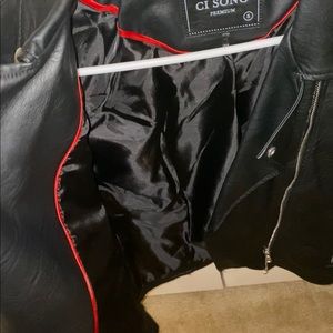 Black leather motorcycle Jacket